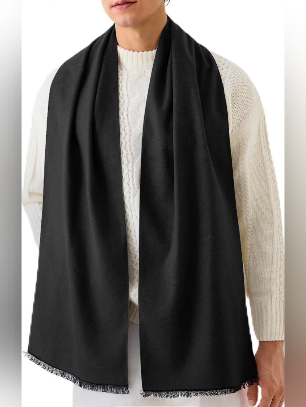NIB 100% Mulberry Silk Knit Scarf Black Mens Women